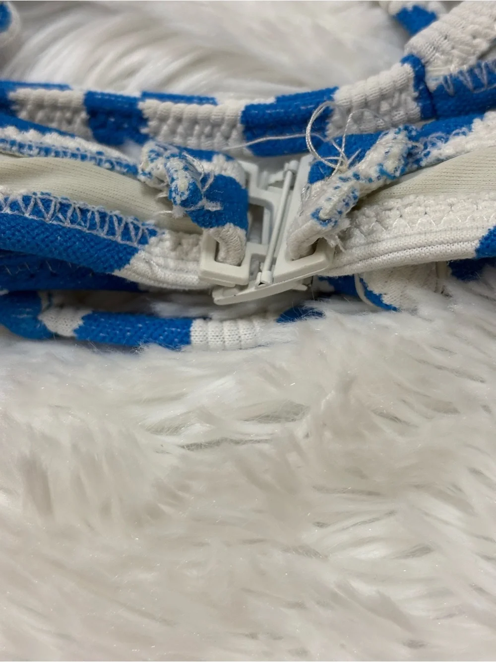 triangl swimwear Blue and White Striped Bikini Top